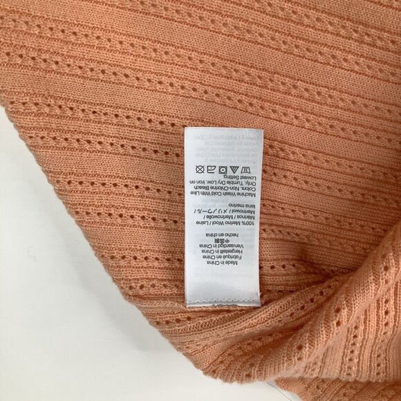 J.Crew Cropped Sweater 2X Peach Scalloped Neckline Long Sleeve 100% Merino Wool - Picture 6 of 7